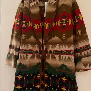 Ralph Lauren Brown Multicolor Patterned Cape